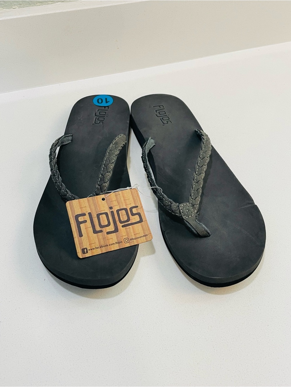 Flojos Black Braided-strap Flip Flop Sandals